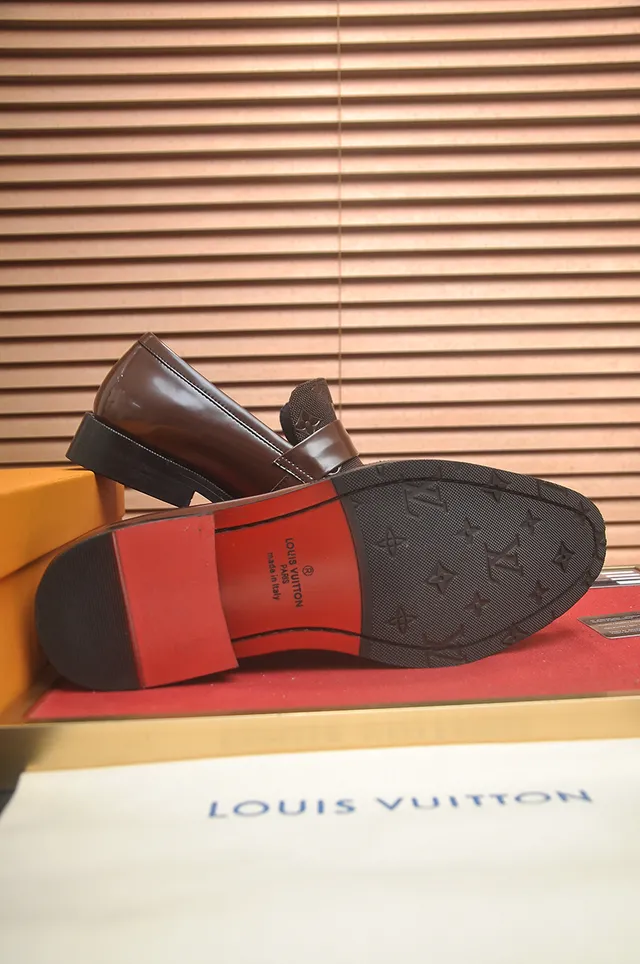 Louis Vuitton Marrom Preto Couro Verniz Têxtil Monogramado Vamp Mocassim 3
