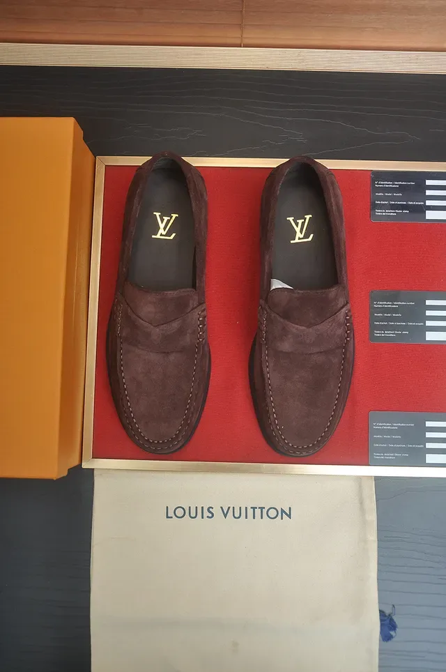 Louis Vuitton Brown Black Suede Upper Penny Strap Loafer 5