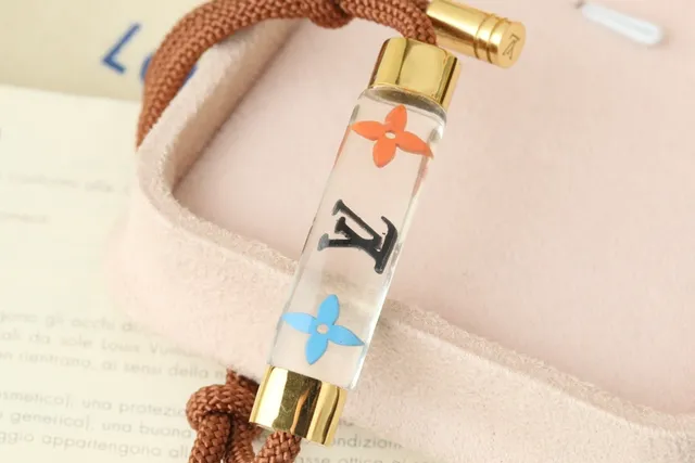 Louis Vuitton Brown Gold Braided Cord Glass Vial Bracelet 2