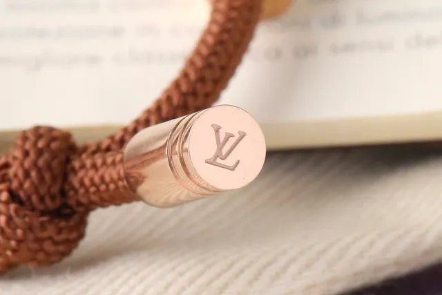 Louis Vuitton Brown Gold Braided Cord Glass Vial Bracelet 3