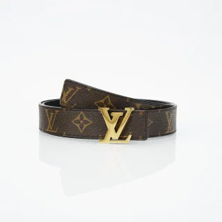 Louis Vuitton Brown Gold Monogram Canvas Polished LV Buckle Leather Belt
