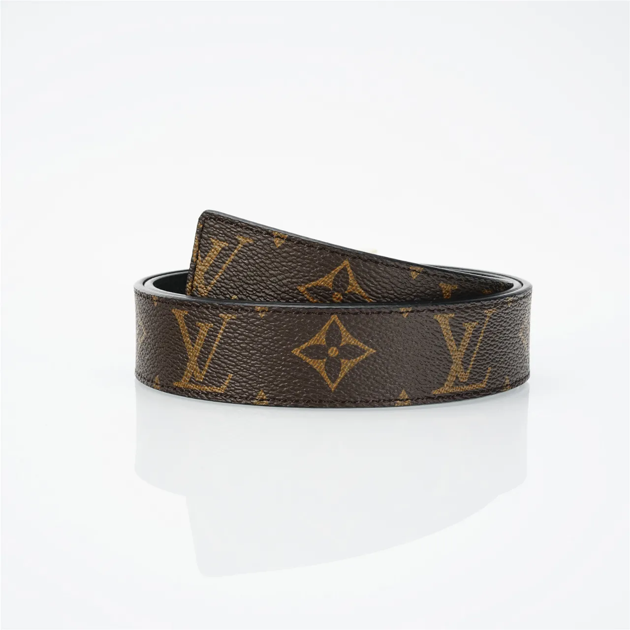 Louis Vuitton Brown Gold Monogram Canvas Polished LV Buckle Leather Belt 3