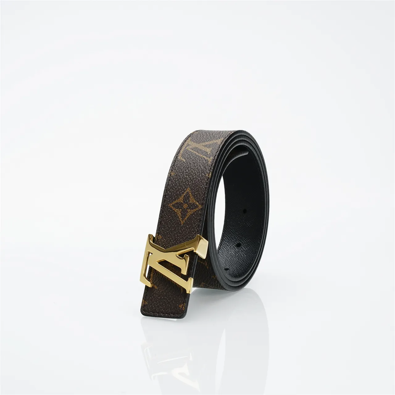 Louis Vuitton Brown Gold Monogram Canvas Polished LV Buckle Leather Belt 6