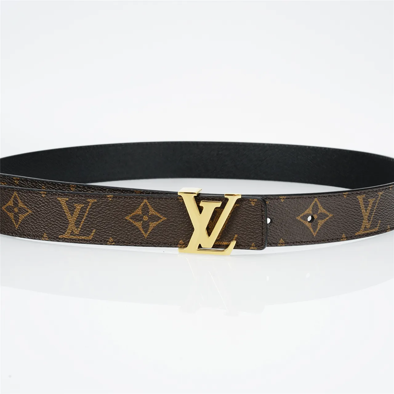 Louis Vuitton Brown Gold Monogram Canvas Polished LV Buckle Leather Belt 8