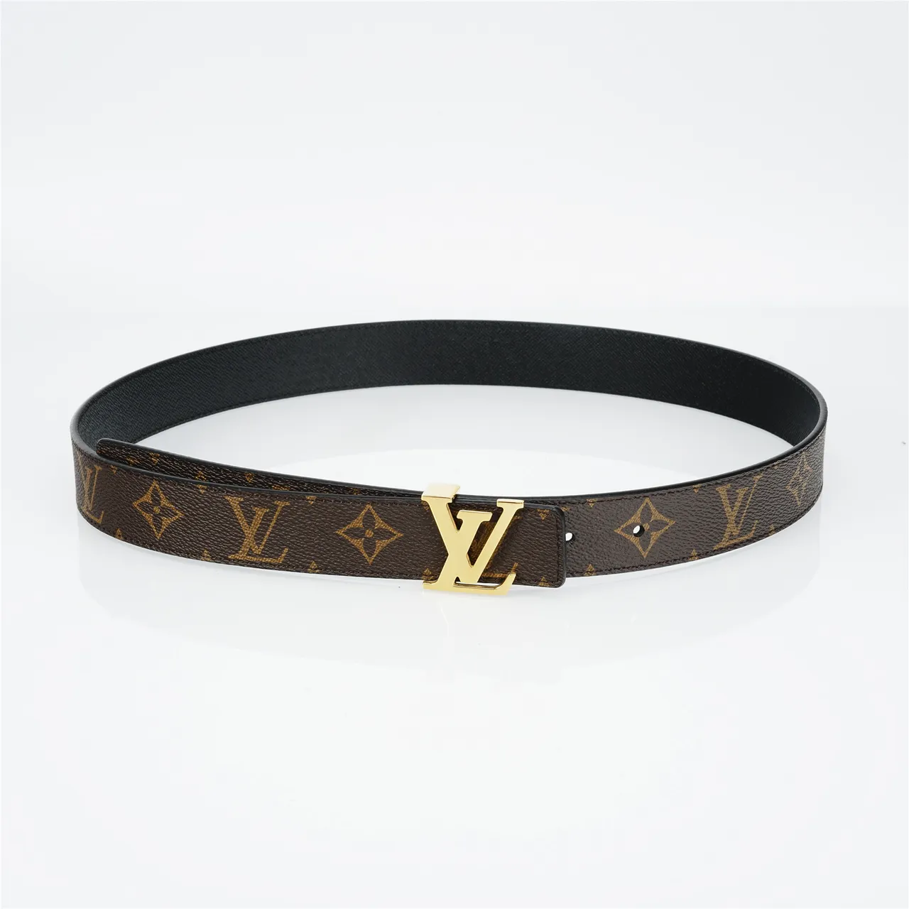 Louis Vuitton Brown Gold Monogram Canvas Polished LV Buckle Leather Belt 9