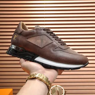 Louis Vuitton Zapatillas Lifestyle Marrón Blanco Cuero Y Malla Superior Cage De Talón Transparente
