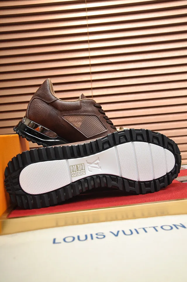 Louis Vuitton Brown White Leather And Mesh Upper Transparent Heel Cage Lifestyle Sneakers 4