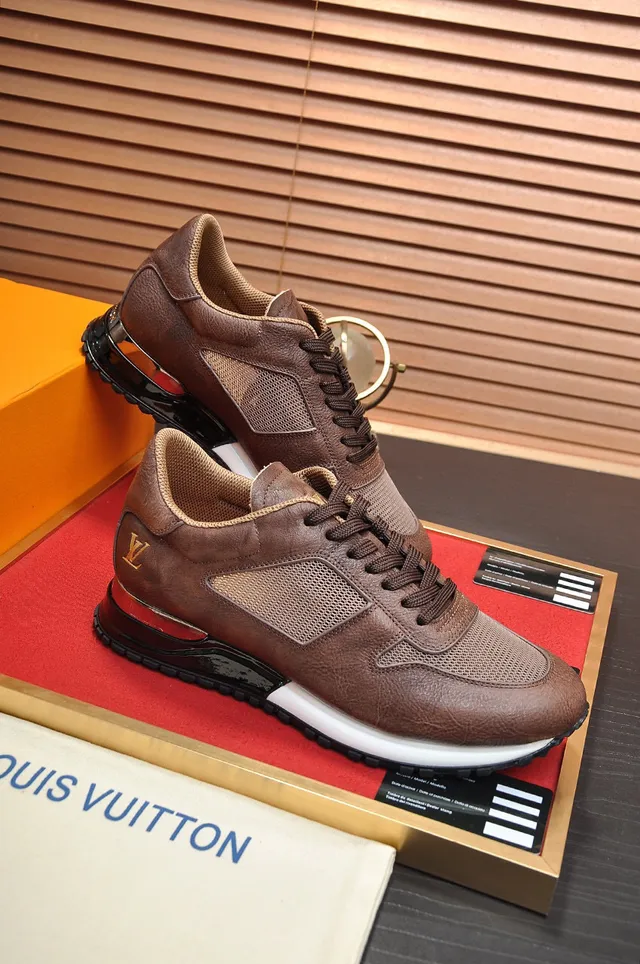 Louis Vuitton Brown White Leather And Mesh Upper Transparent Heel Cage Lifestyle Sneakers 5