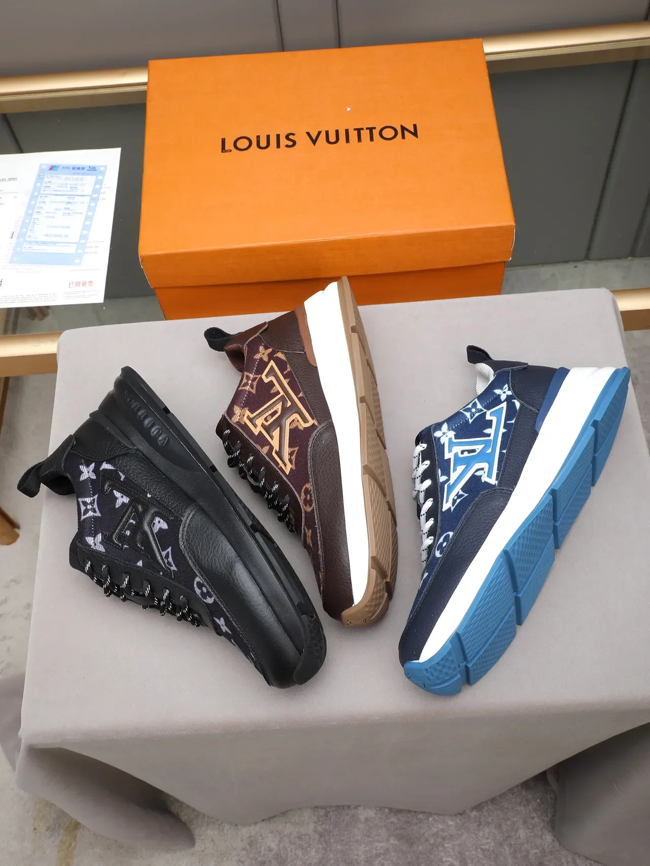 Louis Vuitton Tênis Chunky Marrom Borgonha Monograma Lona Painel de Couro 2