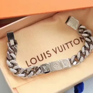 Louis Vuitton Chain Bracelet Polished Silver-Tone Metal Bracelet