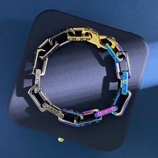 Louis Vuitton Pulsera de Cadena Plata y Arcoíris Iridiscente PVD Pulsera