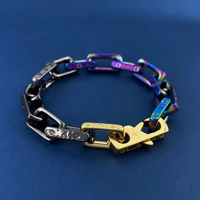 Louis Vuitton Chain Bracelet Silver and Iridescent Rainbow PVD Bracelet 3