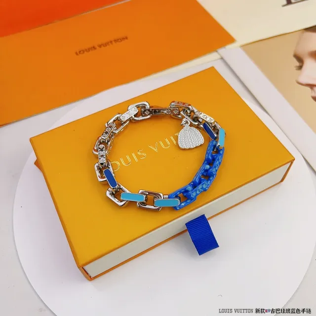 Louis Vuitton Conquérant Blue and Orange Enamel Chain Bracelet 6