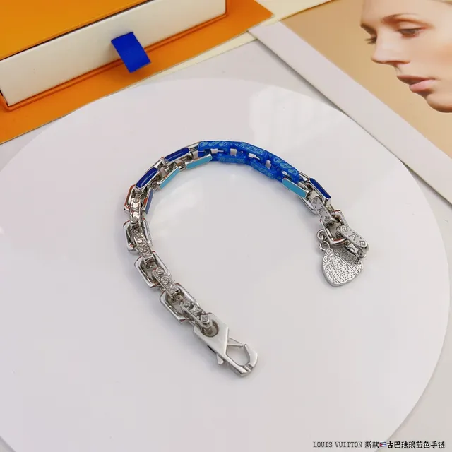 Louis Vuitton Conquérant Blue and Orange Enamel Chain Bracelet 7