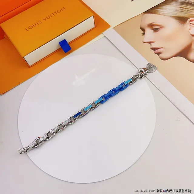 Louis Vuitton Conquérant Blue and Orange Enamel Chain Bracelet 8