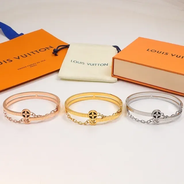 Louis Vuitton Double-Band Chain-Accented Compass Logo Bracelet 2
