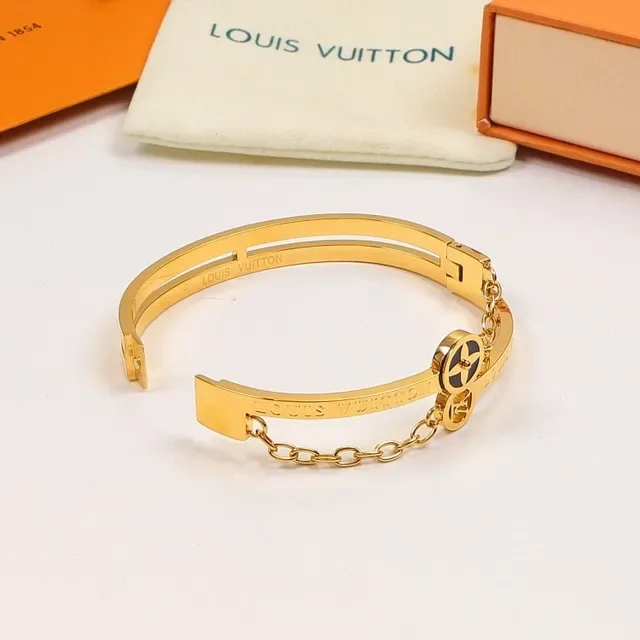 Louis Vuitton Double-Band Chain-Accented Compass Logo Bracelet 3