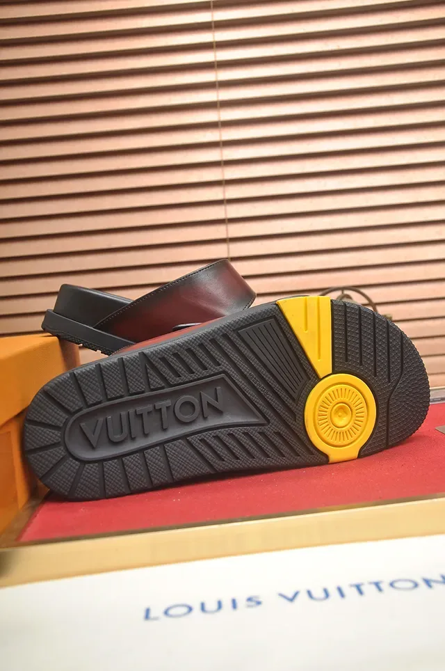Louis Vuitton Double-Buckle Gradient Leather Slide Slippers 3