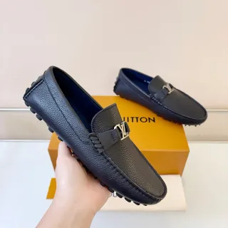 Louis Vuitton Driver Loafer Black Pebbled Leather Loafers