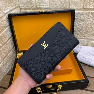 Louis Vuitton Embossed Monogram Black Long Wallet