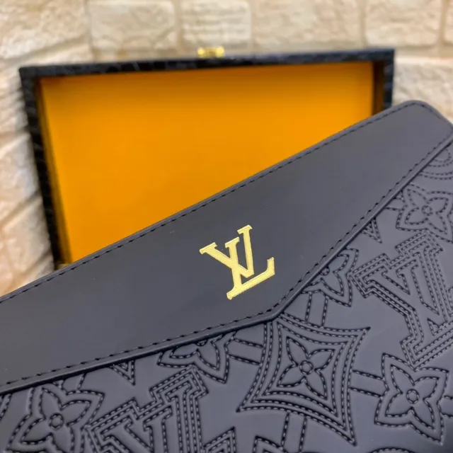 Louis Vuitton مونوغرام مطرز أسود محفظة طويلة 4