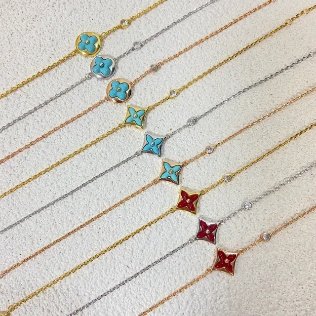 Louis Vuitton Flower and Monogram Star Enamel Charm Bracelets 6