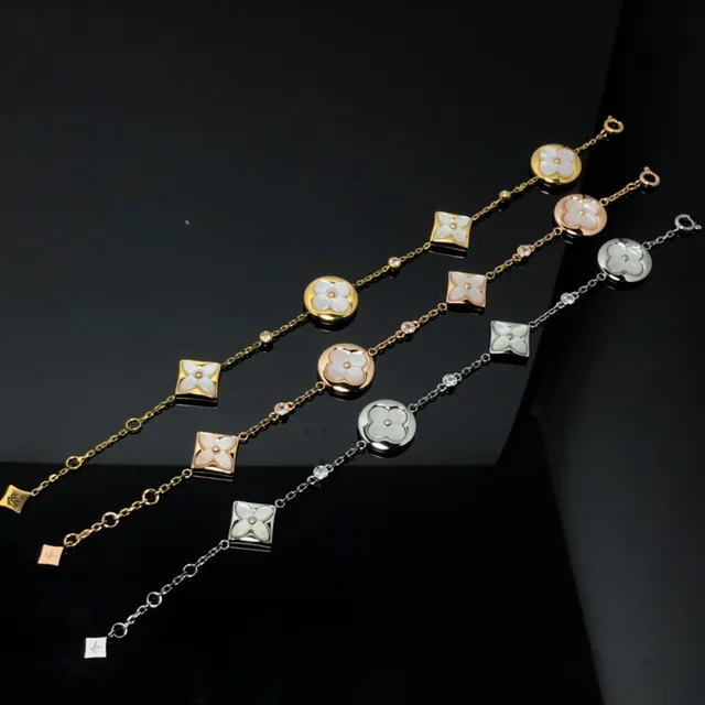 Louis Vuitton Flower Bracelet Gold Rose Gold Silver Mother-of-Pearl Bracelets 2
