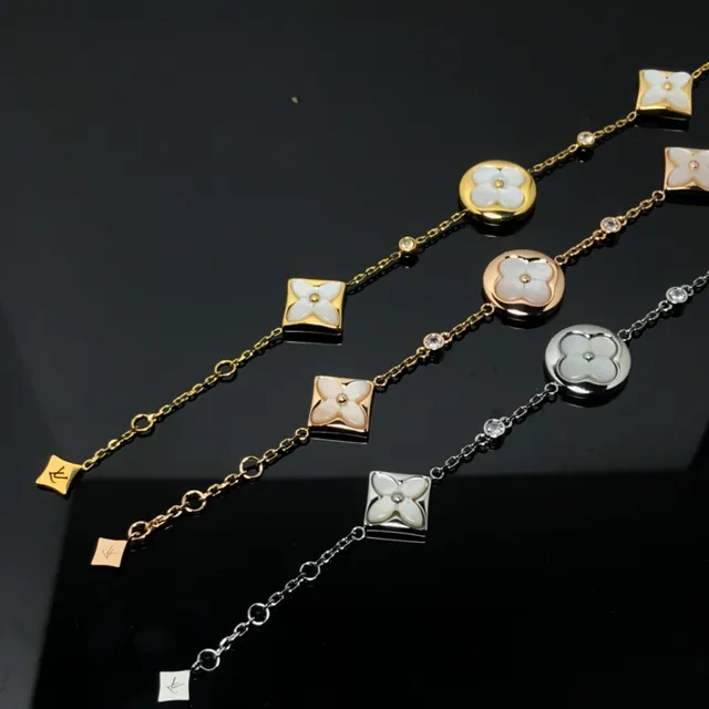 Louis Vuitton Flower Bracelet Gold Rose Gold Silver Mother-of-Pearl Bracelets 3