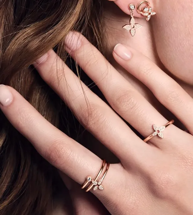 Louis Vuitton Flower Motif Double-Band Diamond Ring 9