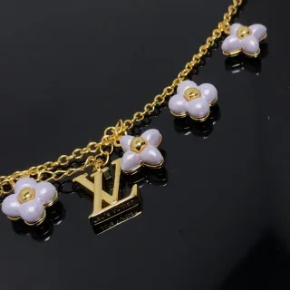 Louis Vuitton Flower Motif Gold-Tone Enamel Floral Necklace