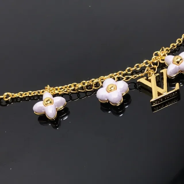 Louis Vuitton Flower Motif Gold-Tone Enamel Floral Necklace 3