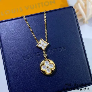 Louis Vuitton 花朵图案 金色母贝项链