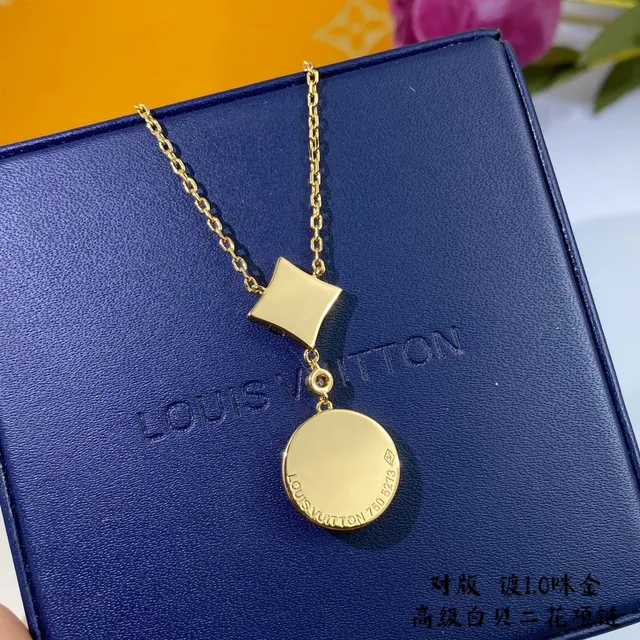 Louis Vuitton Flower Motif Gold-Tone Mother-of-Pearl Necklace 6