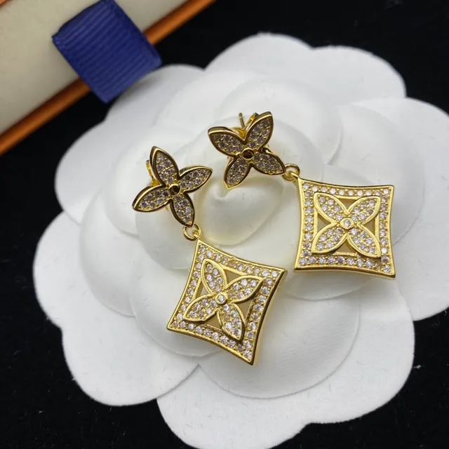Louis Vuitton Flower Motif Pavé Crystal Two-Tone Dangling Earrings 3