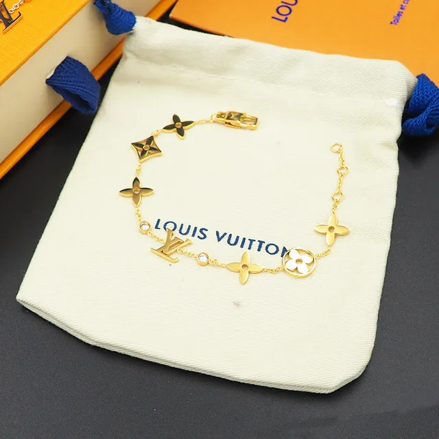 Pulseira Louis Vuitton Corrente de Ouro Motivos Florais Abertos 3