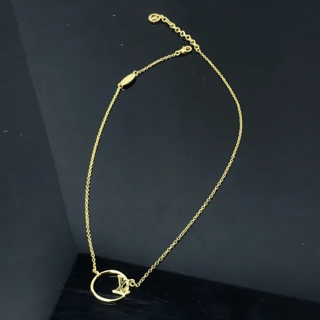 Louis Vuitton Gold Circular Pendant Necklace 2