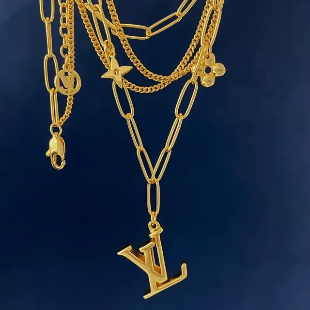 Louis Vuitton Gold Monogram Pendant Necklace 2