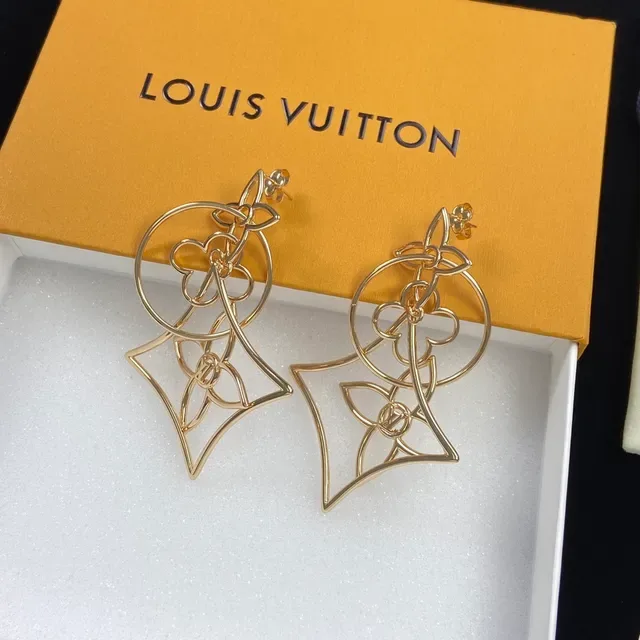 Louis Vuitton Gold Silver Openwork Geometric Floral Monogram-Inspired Earrings 5