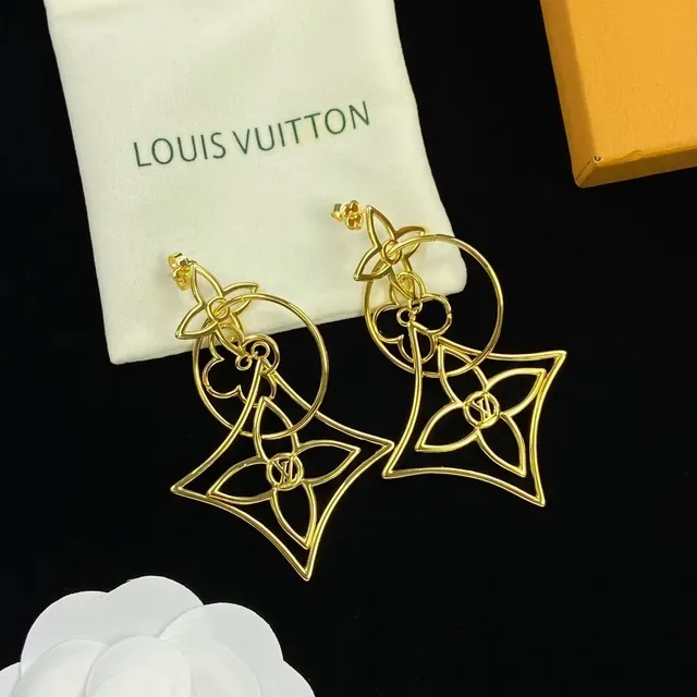 Louis Vuitton Gold Silver Openwork Geometric Floral Monogram-Inspired Earrings 8