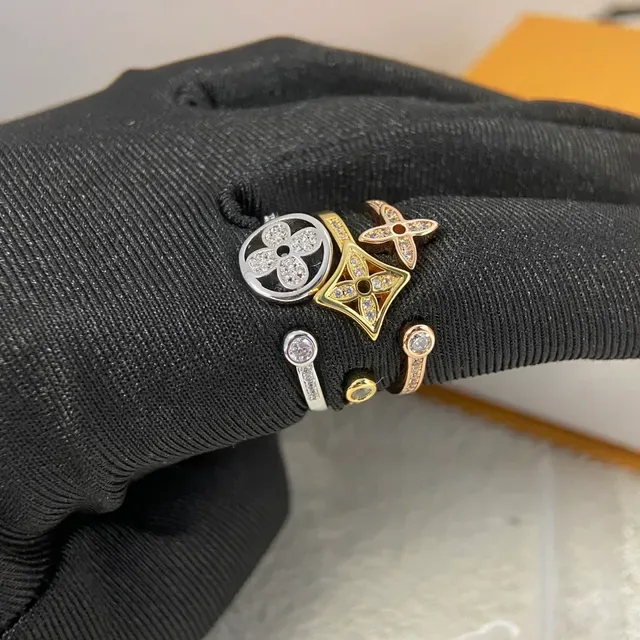 Louis Vuitton Gold Silver Stackable Gem-Set Ring 2