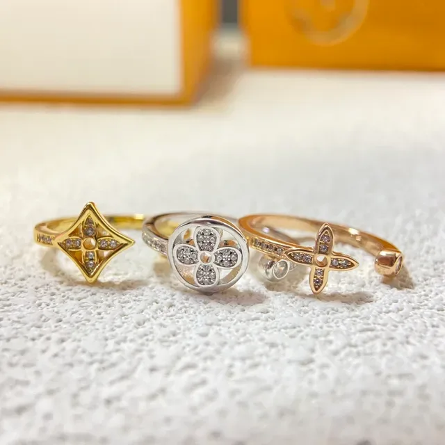 Louis Vuitton Gold Silver Stackable Gem-Set Ring 3