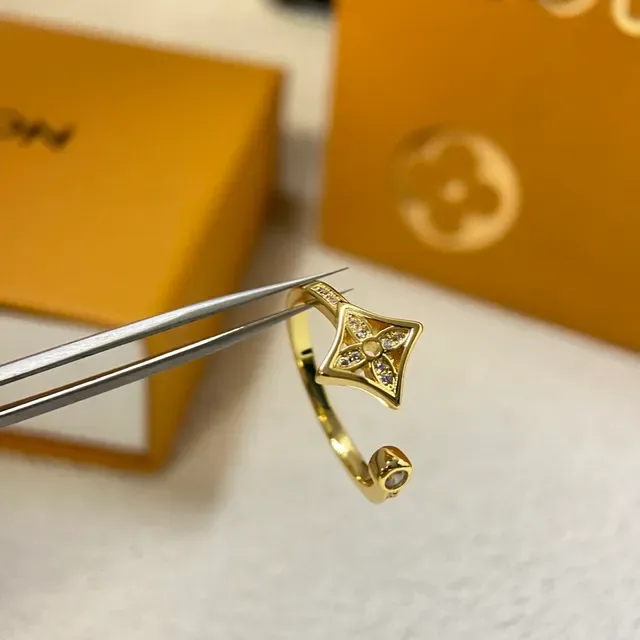 Louis Vuitton Gold Silver Stackable Gem-Set Ring 5