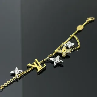 Louis Vuitton سوار ذهبي فضي ثنائي اللون متعدد التعويذات