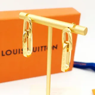 Louis Vuitton Gold-Tone Engraved Link Earrings