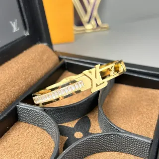 Louis Vuitton Gold-Tone LV Monogram Baguette Crystal Bracelet