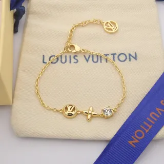 سواري لويس فيتون بلون ذهبي LV Monogramme زهرة كريستال Charm Bracelet