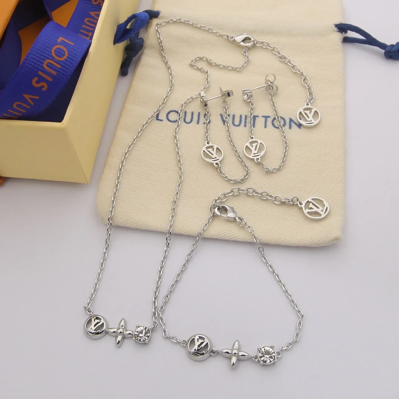 Louis Vuitton Gold-Tone LV Monogram Flower Crystal Charm Bracelet 2