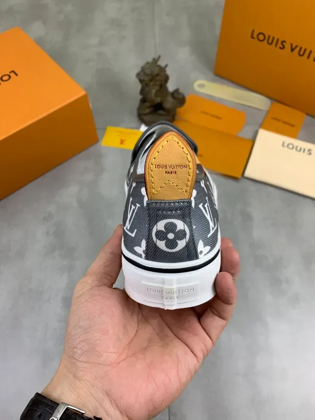 Louis Vuitton Gray White Monogram Canvas Slip-On Lifestyle Sneakers 3