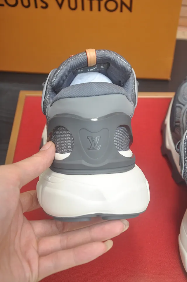 Louis Vuitton Gray White Sole Layered Mesh-Suede Upper Chunky Sneakers 2