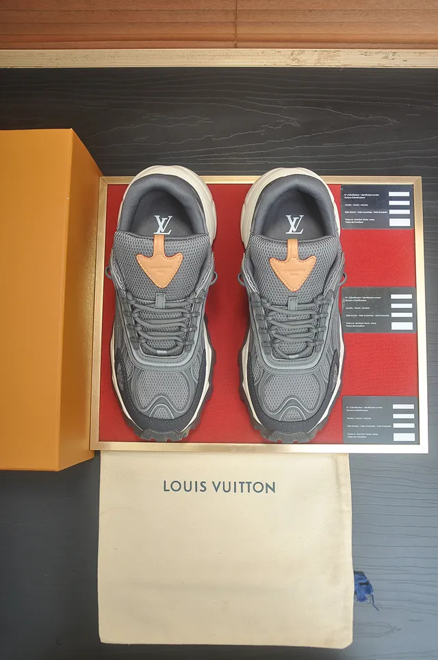 Louis Vuitton Gray White Sole Layered Mesh-Suede Upper Chunky Sneakers 5